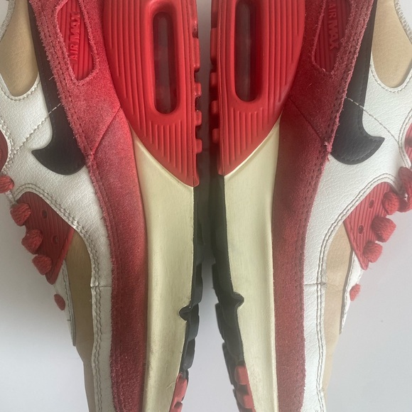 Nike Air Max 90 Leather Sesame Red Clay Running Shoes Youth Sz 5Y - Picture 5 of 7